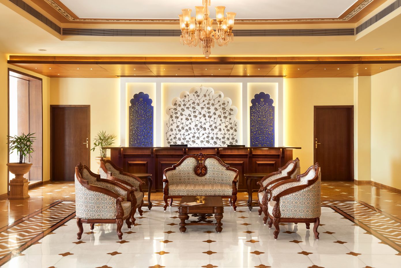 Luxurious palace lounge with ornate furniture